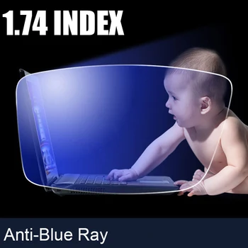 1,74 Индекс Анти-Синих лучей Рецептурные оптические очки Линзы для очков Rx-способные линзы Бесплатная сборка с оправой для очков