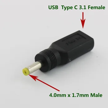 10шт черный USB 3.1 Type C USB-C Женский до 4,0 мм x 1,7 мм Мужской DC Power Charge Адаптер для зарядки Разъем адаптера