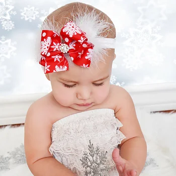 2 Предмета, Детская Рождественская повязка на голову с милым бантом, украшение для волос, головной Убор для Новорожденных девочек на Рождество