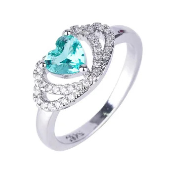 2021, Серебряное кольцо с бриллиантом в форме сердца, Имитирующее Двойную Любовь, Модный Полый Изумруд, Изысканные ювелирные изделия для Помолвки, Женские