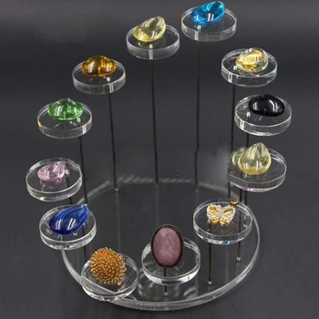 3X Модный многослойный акриловый стеллаж для выставки товаров с кольцами, держатель для сережек, подвеска, витрина с драгоценными камнями, прозрачная подставка