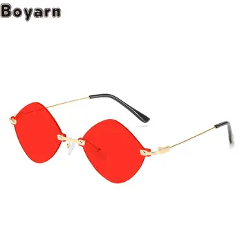 Boyarn Новые Нерегулярные Солнцезащитные очки без оправы Gafas De Sol Солнцезащитные очки с плоским верхом, Женская мода, Уличные Металлические солнцезащитные очки