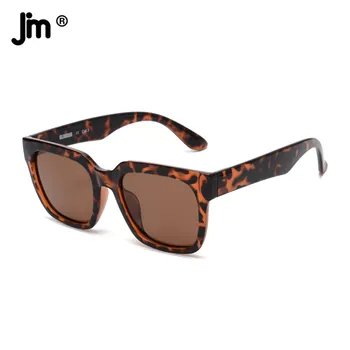 JM Квадратные большие поляризованные солнцезащитные очки, женский брендовый дизайн, винтажные солнцезащитные очки в черепаховой оправе большого размера UV400