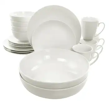 Piece Porcelain Dinnerware Set with 2 Serving Bowls in White ложки вилки в яйце Gift set Spoon set Set de cocina 