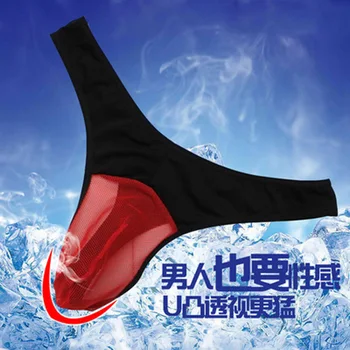 Qiqu/ мужское нижнее белье, прозрачные и дышащие мужские треугольные сексуальные Т-образные брюки 2032