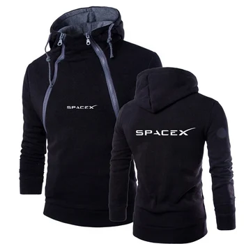 SpaceX Space X Логотип 2023 Мужская Новая Мужская Печать с двойной застежкой-молнией, Повседневные Осенне-зимние Модные Спортивные толстовки, Топы