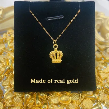 VITICEN Новое Поступление, настоящее 24-каратное золото 999 Пробы, подвески в виде Короны принцессы Для женщин, Искреннее Подарочное ожерелье, Изысканные роскошные ювелирные изделия