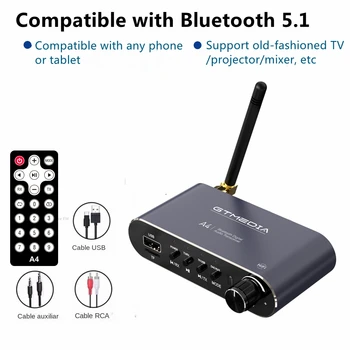 Аудиоприемник GTMEDIA Bluetooth 5.1, стереомузыкальный беспроводной адаптер 3D GTmedia A4 RCA 3,5 мм Для подключения проводных динамиков и наушников