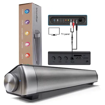 Беспроводная звуковая панель 3-5 мм Настольный Динамик Smart High-performance Sound Bar Музыкальный Автомобильный Усилитель для домашнего кинотеатра черный