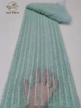 Высококачественные роскошные французские бусины, вышивка Жениха, Кружевная ткань в африканском нигерийском стиле, кружевная ткань с пайетками для пошива свадебного платья