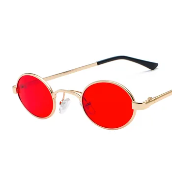 Классические овальные солнцезащитные очки в небольшой оправе для мужчин, металлические солнцезащитные очки в стиле панк, Женские Ретро-очки, круглые очки в стиле Стимпанк UV400