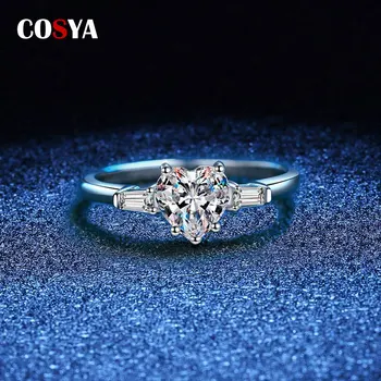 Кольца COSYA S925 из стерлингового серебра с Моссонитом, кольцо с бриллиантом 