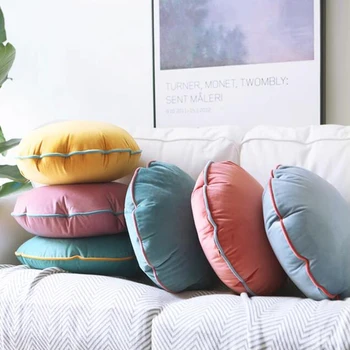 Круглая подушка в японском стиле Конфетного цвета Мягкая Бархатная подушка С Начинками Подушка для Медитации Подушка для сна на диване-кровати в спальне