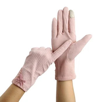 Летние Женские солнцезащитные кружевные перчатки, Весенние женские дышащие перчатки для вождения с сенсорным экраном, устойчивые к ультрафиолетовому излучению, Guantes