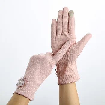Летние женские солнцезащитные перчатки, женские эластичные перчатки для вождения с сенсорным экраном, устойчивые к скольжению, устойчивые к ультрафиолетовому излучению, весенние дышащие перчатки