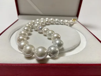 Модное ожерелье из морского жемчуга 13-16 мм для женщин, круглые белые бусины, изысканные ювелирные изделия для Свадебной вечеринки, подарки