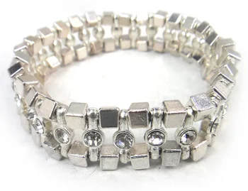 Модные металлические квадратные бусины с кристаллами, винтажный женский браслет из сплава