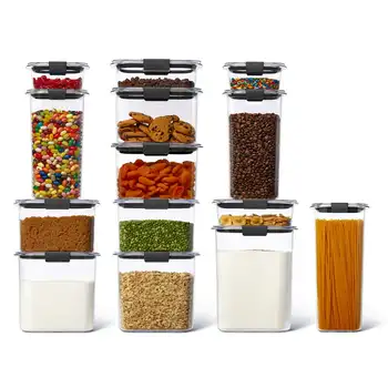 Набор для хранения пищевых продуктов из пластика Tritan, состоящий из 14 контейнеров с крышками (всего 28 штук)