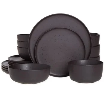 Набор керамической посуды Mio из 16 предметов цвета перца с реактивной глазурью