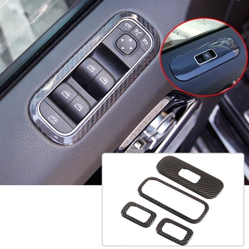 Наклейка для внутренней отделки рамы Переключателя стеклоподъемника автомобиля из настоящего углеродного волокна для Mercedes G Class W463 2019-2020 Автоаксессуары
