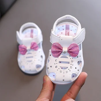Новые летние Сандалии, Милая Модная детская Кожаная обувь для принцесс Для девочек, детская Дышащая обувь с бантом