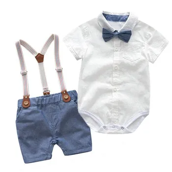 Одежда для джентльменов, костюмы, летняя одежда для маленьких мальчиков, праздничное платье для новорожденных, хлопковый комбинезон и штаны, комплект для малышей, детская одежда