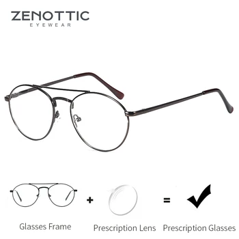 Очки по рецепту из сплава ZENOTTIC, Мужская оправа для очков При близорукости пилота, Очки с металлическим оптическим синим светом, фотохромные очки