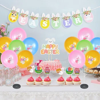 Пасхальное украшение кролик, латексные шары, бумажная гирлянда, баннер, топперы для Счастливого пасхального торта, товары для Пасхальной вечеринки, детский день рождения