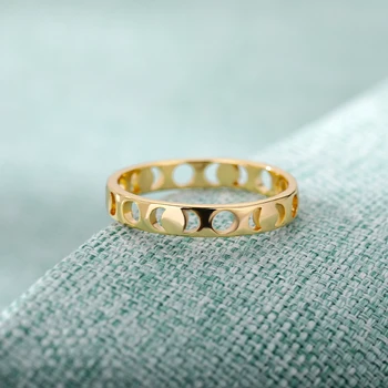 Полые круглые кольца с изображением Солнца и Луны для женщин, Геометрическое кольцо на палец из нержавеющей стали, ювелирные изделия для свадебной вечеринки, Женская бижутерия